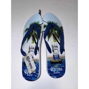 Corona Extra Flip Flops Size 11/12 Blue Beach Sandals Tropical Beer Novelty NEW
